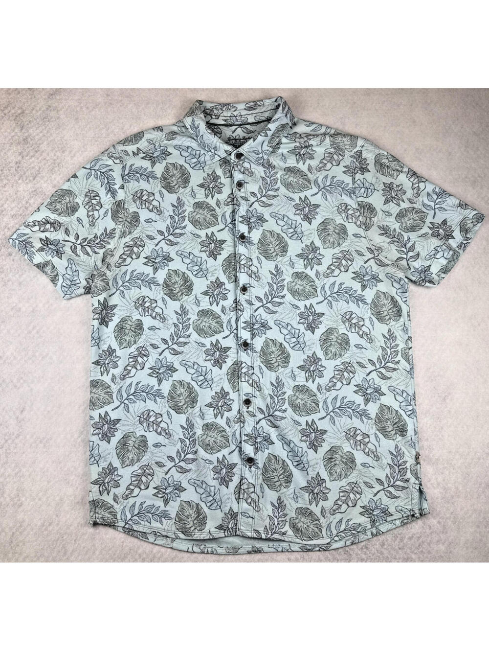 Tommy Bahama Mens Large Blue Hawaiian IslandZone Button Up Polo Shirt